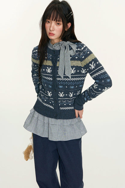 Fair Isle Vintage Wool Cardigan Set-Up