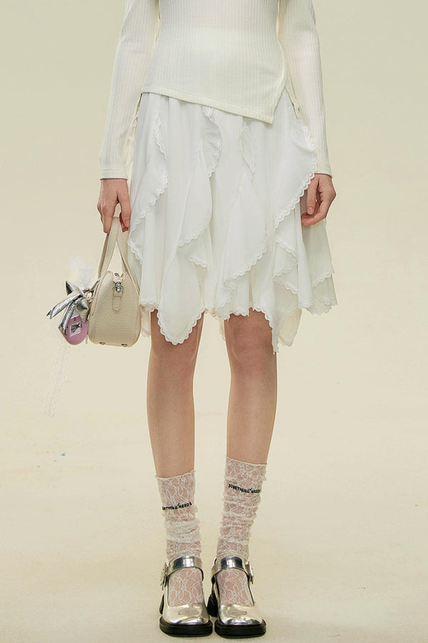 Irregular Lace Bustier A-Line Skirt