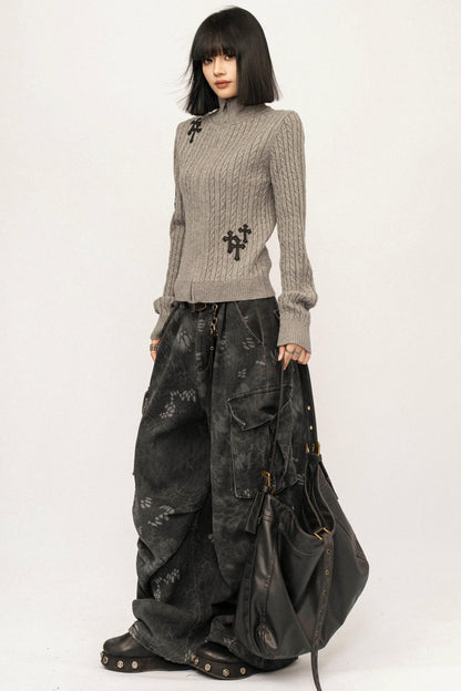 Retro Embroidered Knit Cardigan