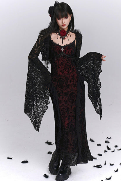 Gothic Black Camisole Dress Set-Up