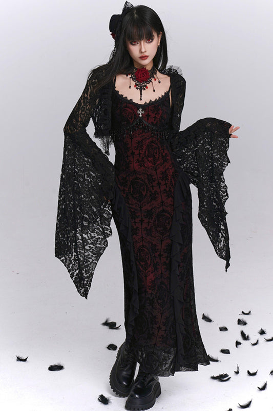 Gothic Black Camisole Dress Set-Up