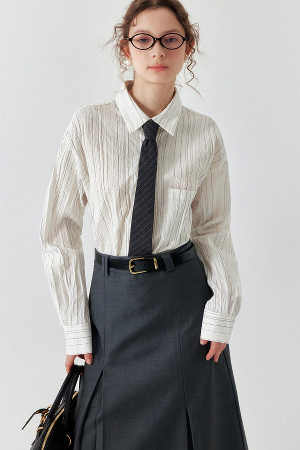 Spring Breeze Pleated Stripe Shirt