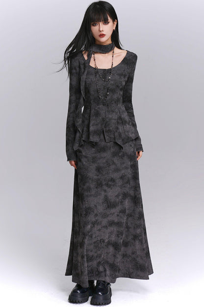 Good-Looking Noble Gray Skirt Set-Up