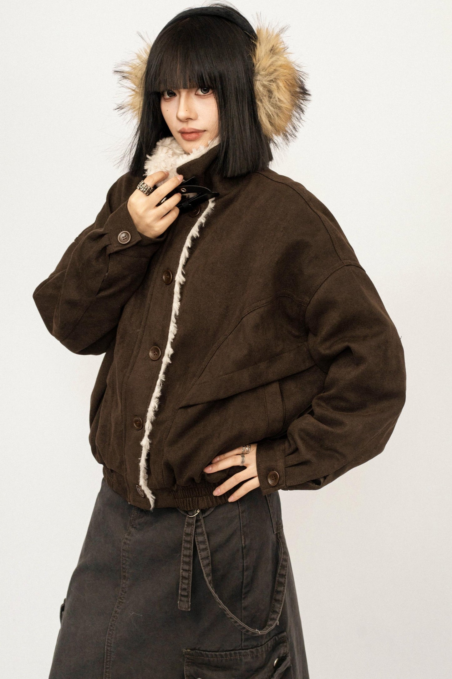 Retro Suede Wool Collar Jacket