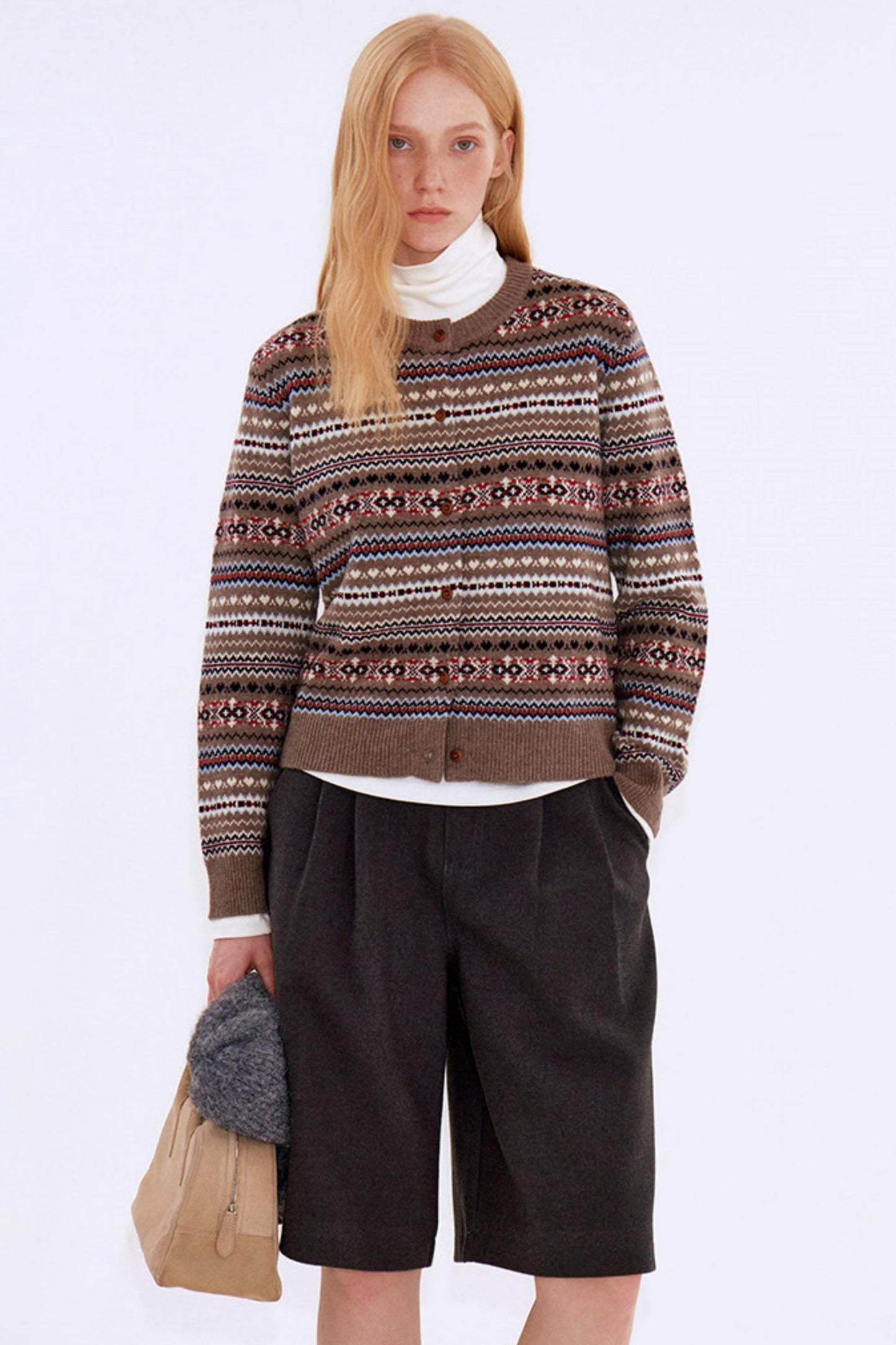 Light Retro Wool Fair Isle Cardigan