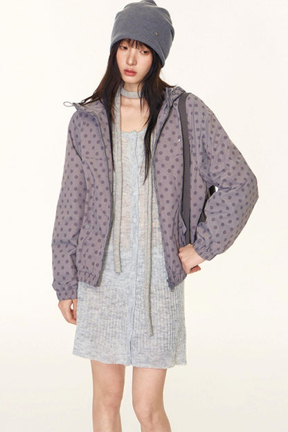 Autumn Polka Dot Hooded Jacket