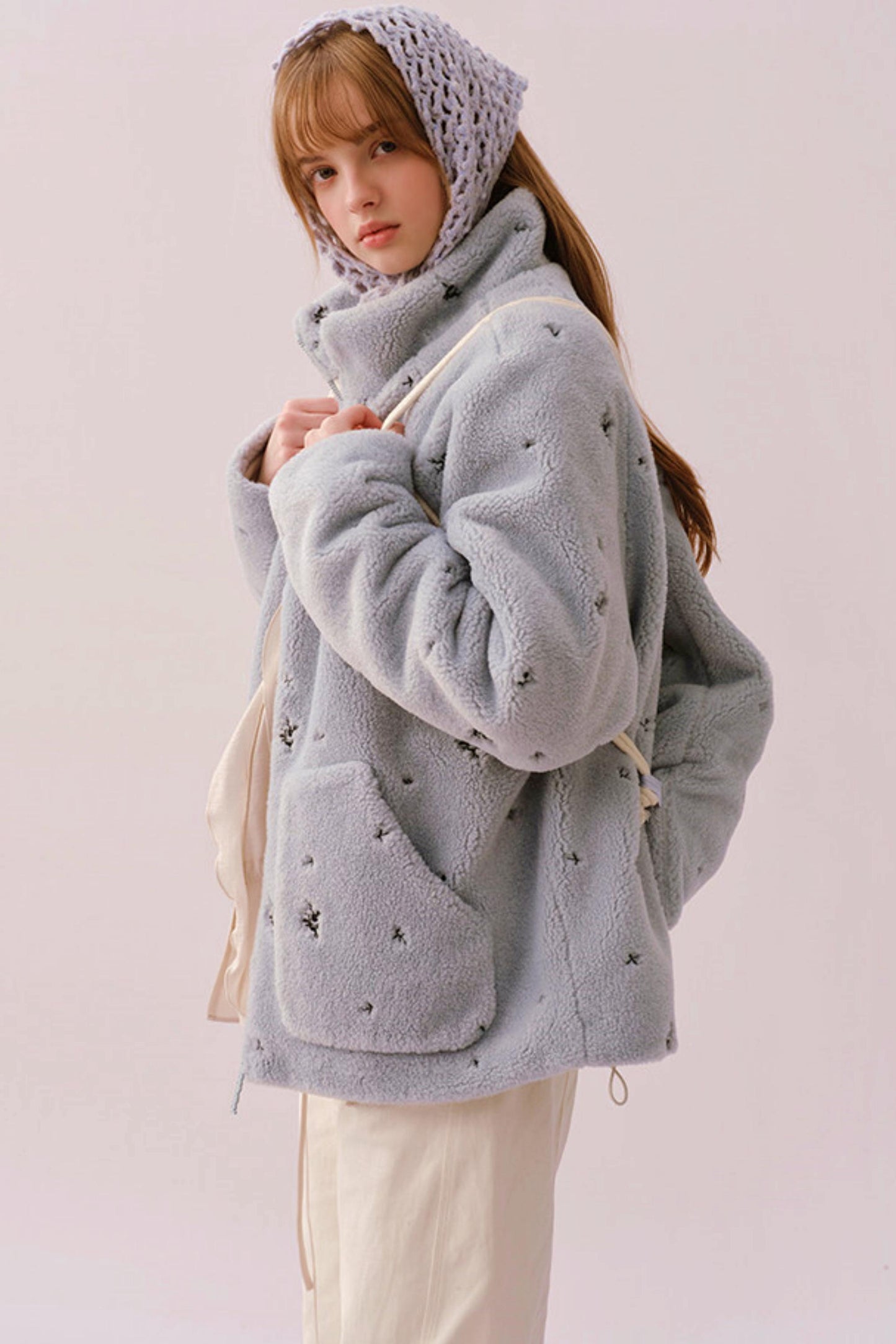 Soft Velvet Floral Backpack