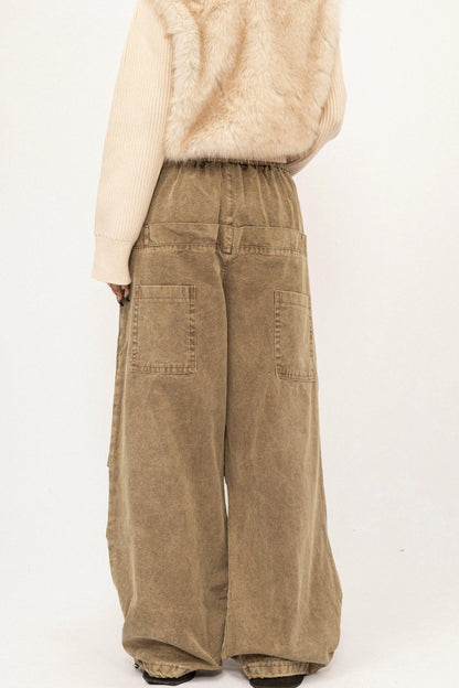High-Waisted Khaki Wide-Leg Pants