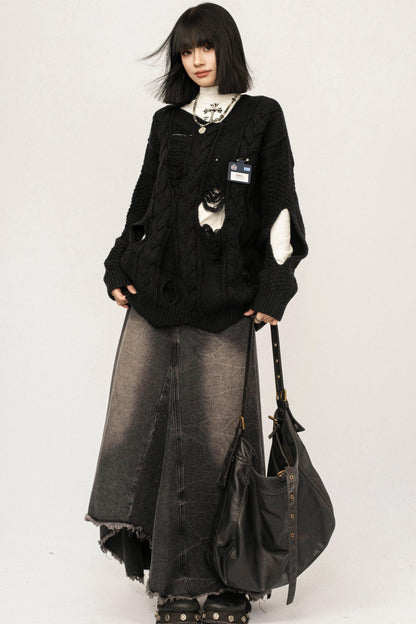 Retro Ripped Knit Top