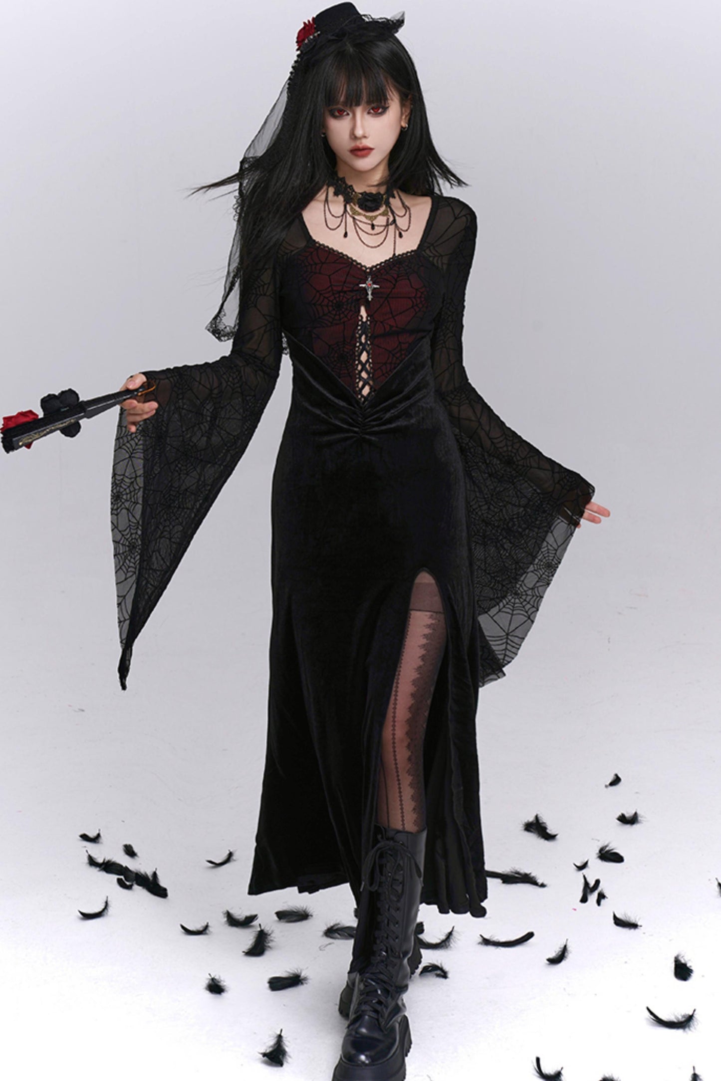 Sexy Gothic Flared Sleeve Dress