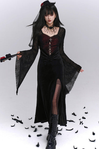 Sexy Gothic Flared Sleeve Dress