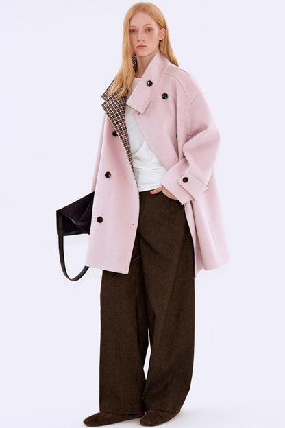 Misty Island Plaid Woolen Coat