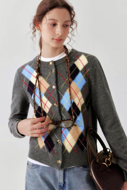 All-Wool Quilted Layering Sweater Cardigan