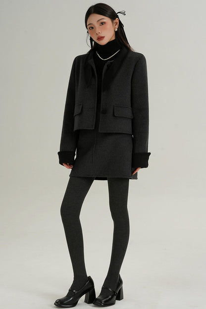 Sophisticated Two-Piece Wool Fashion Coat Set