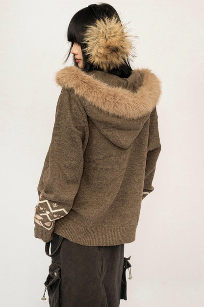 Hooded Fair Isle Cardigan