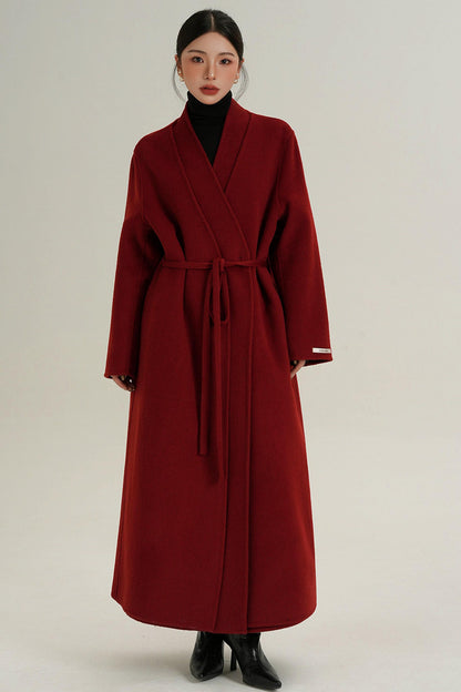Sophisticated Red Wool Coat
