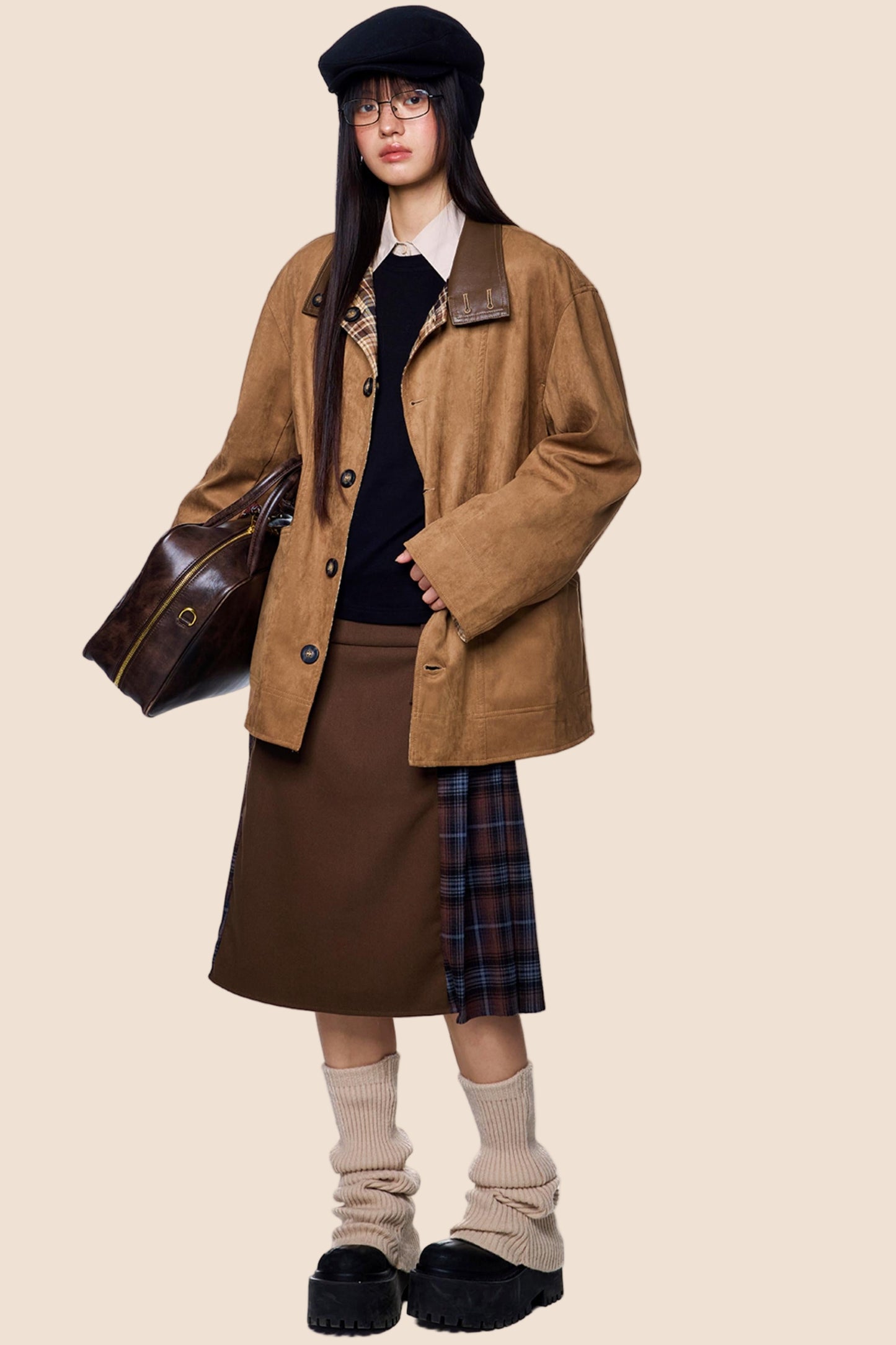 Vintage Suede Plaid Jacket