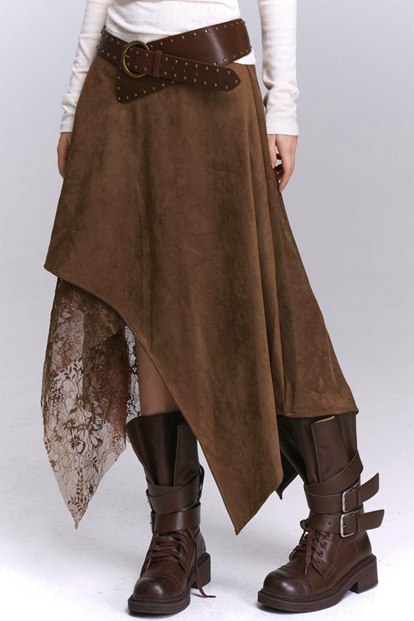 Coffee Suede Skirt