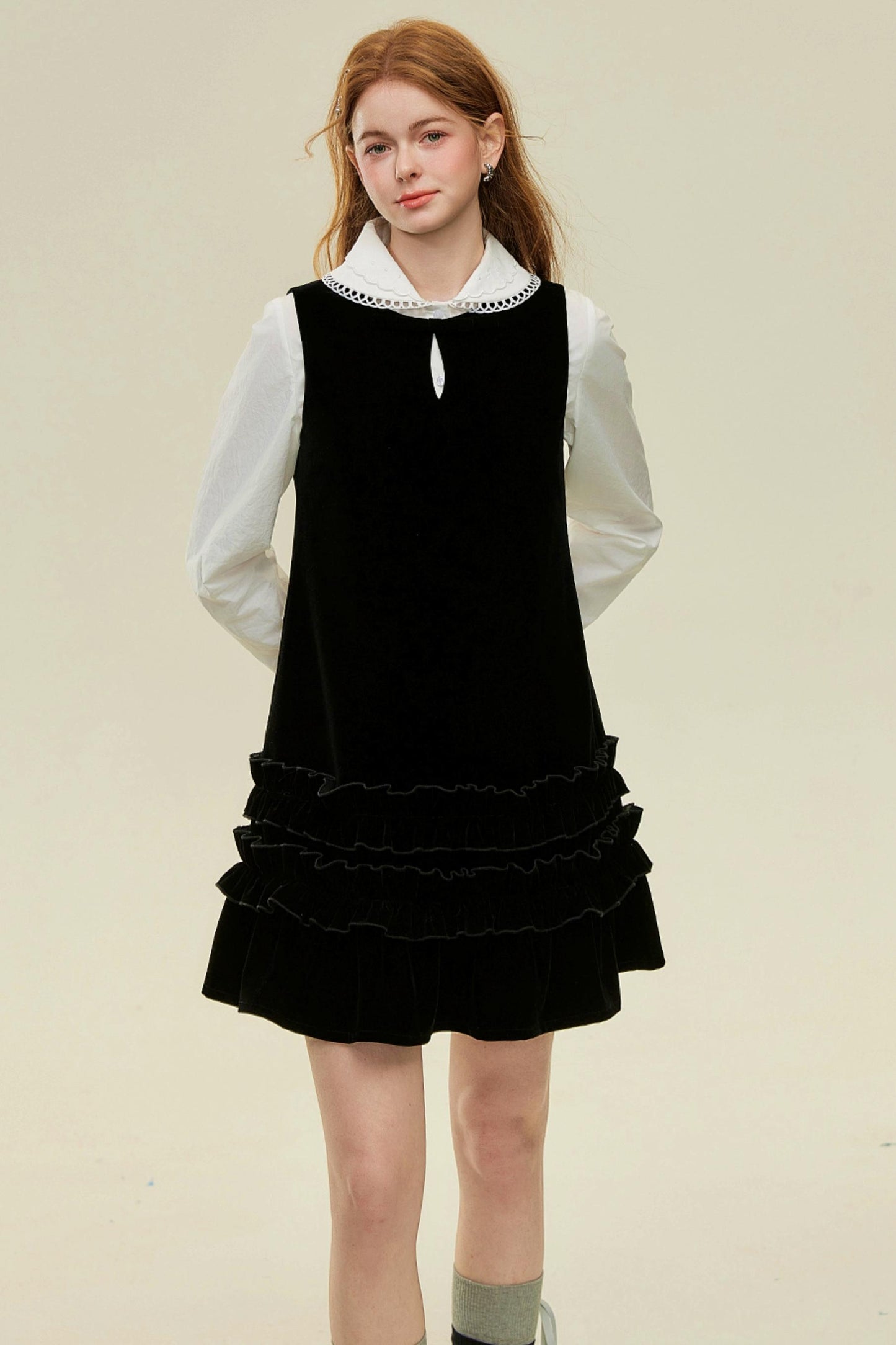 Velvet Lace A-Line Mini Dress