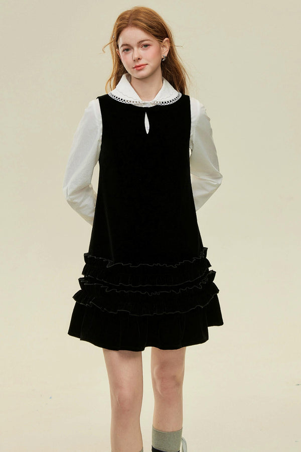 Velvet Lace A-Line Mini Dress