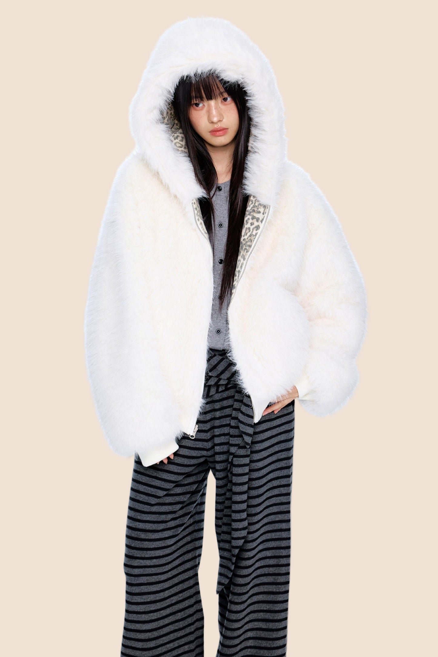 Reversible Leopard Hooded Jacket