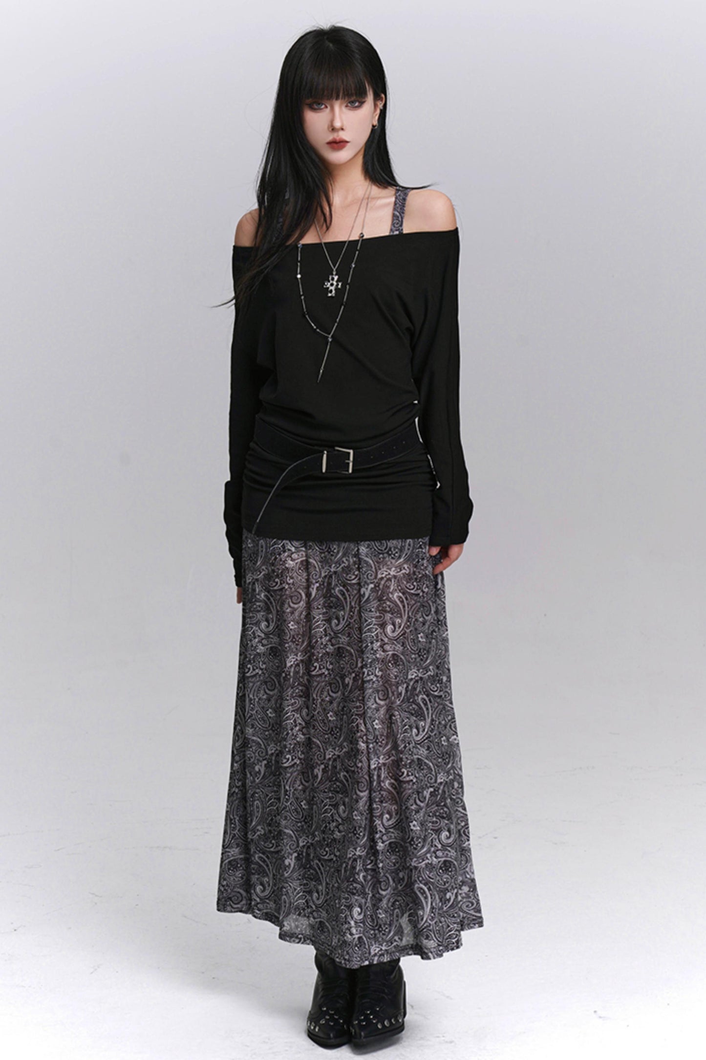 Autumn One-Shoulder Camisole Dress Set