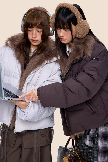 Retro Fur Collar Down Coat