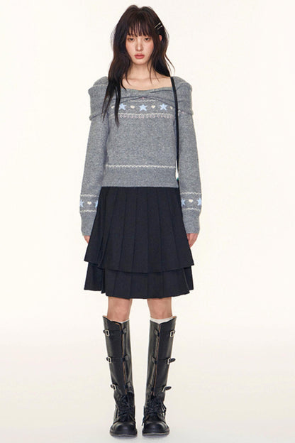 Double-Layer Pleated Skirt