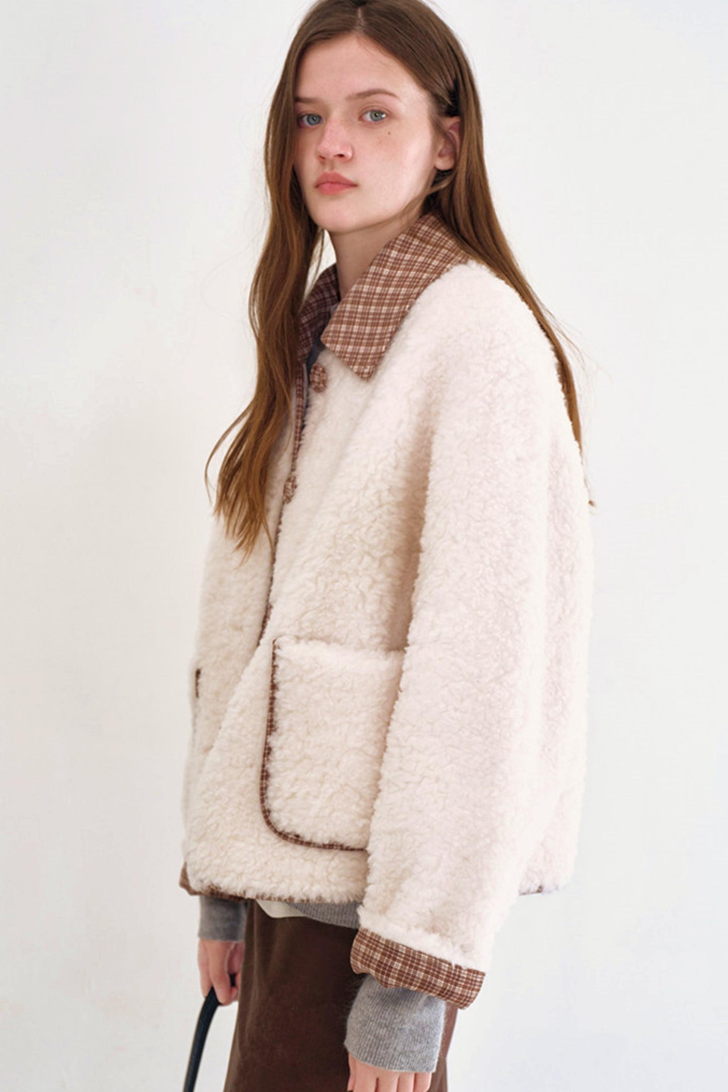 Plaid Wool Patchwork Coat