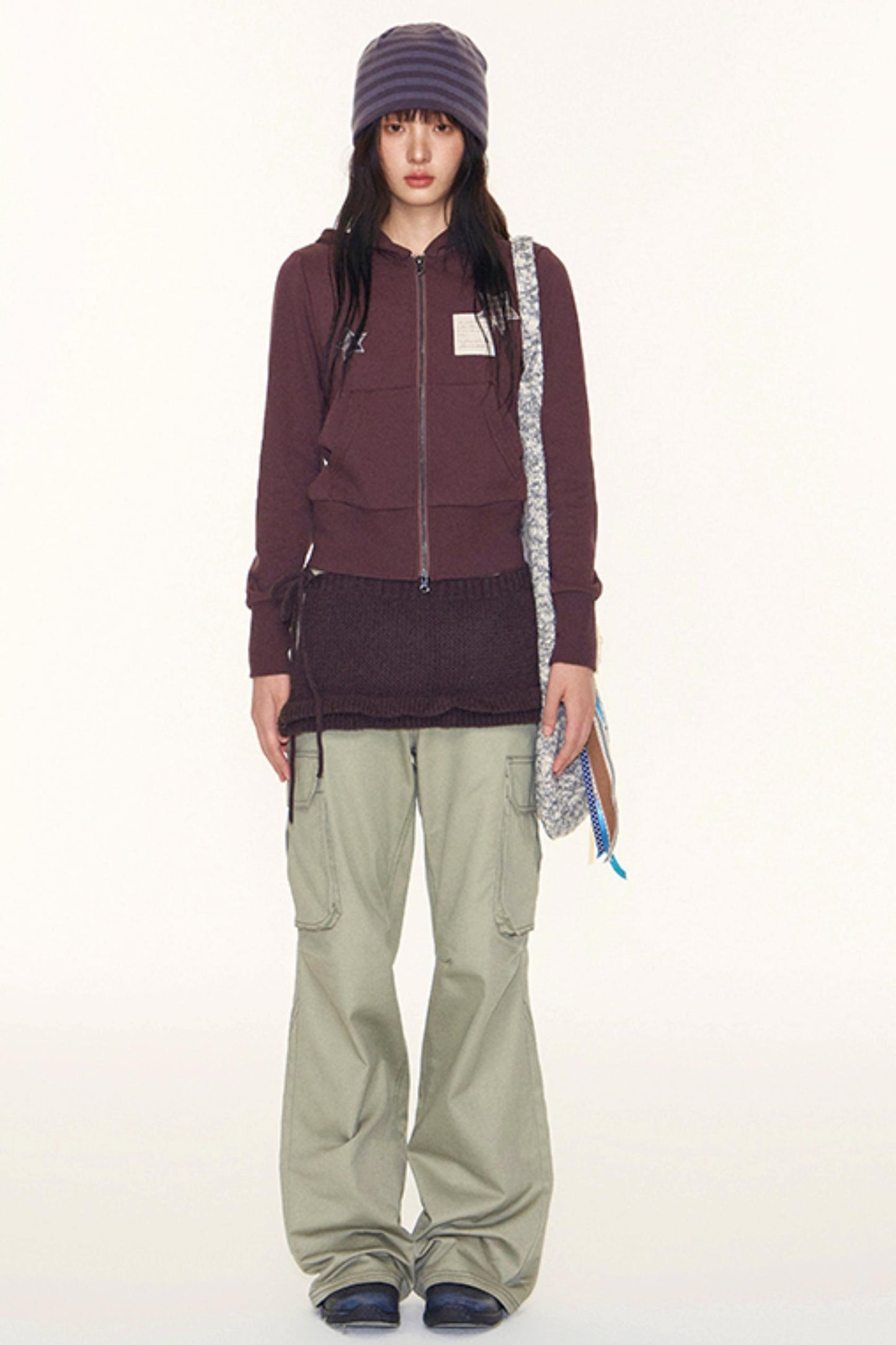 Star Patch Embroidered Hooded Cardigan Set-Up