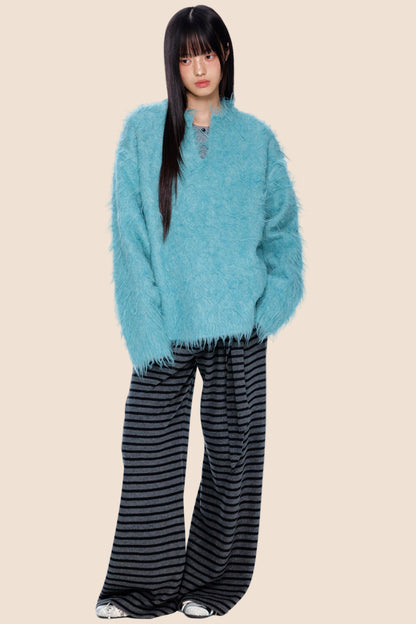 Imitation Mink Velvet V-Neck Sweater