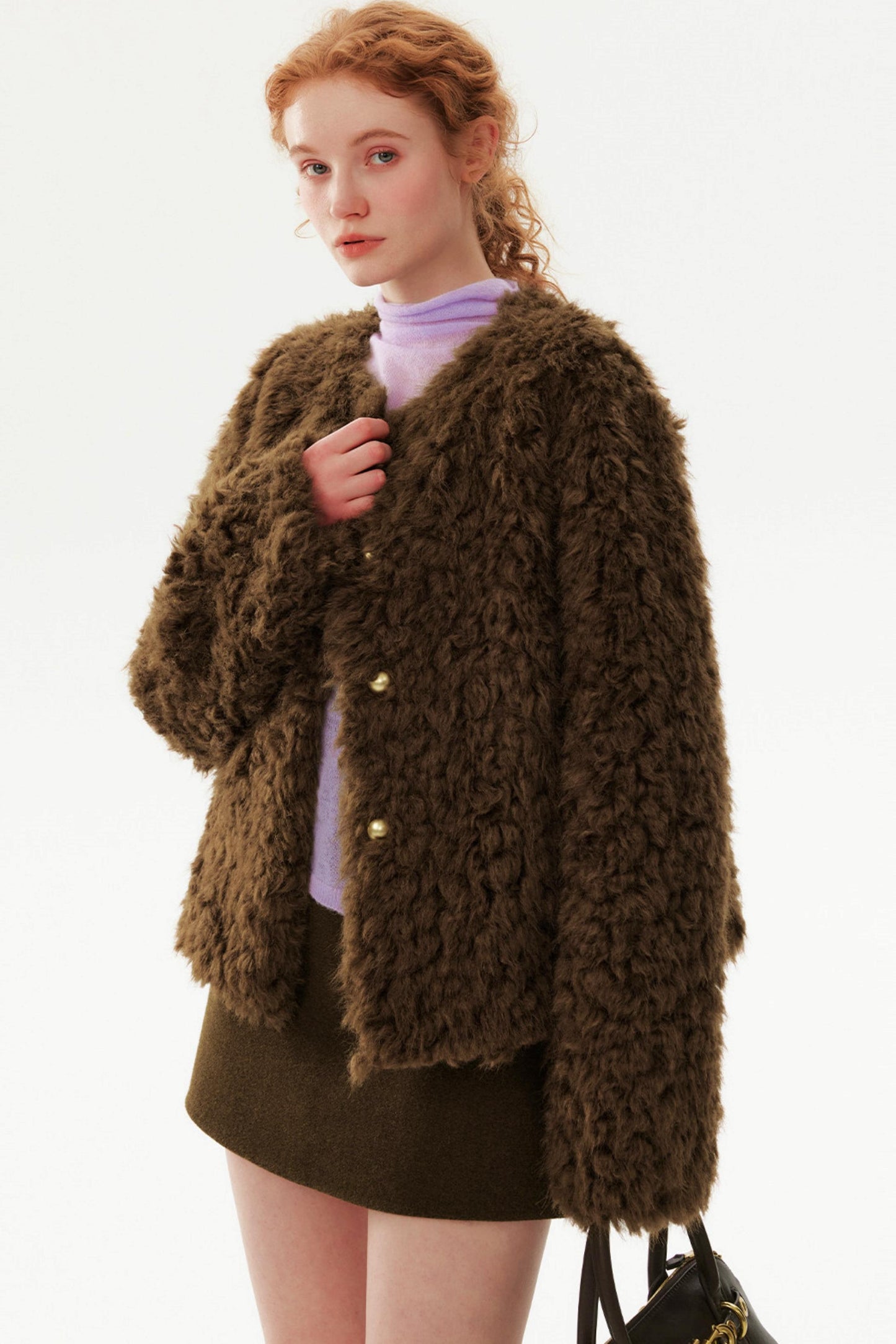 Brown Retro Woolen Skirt