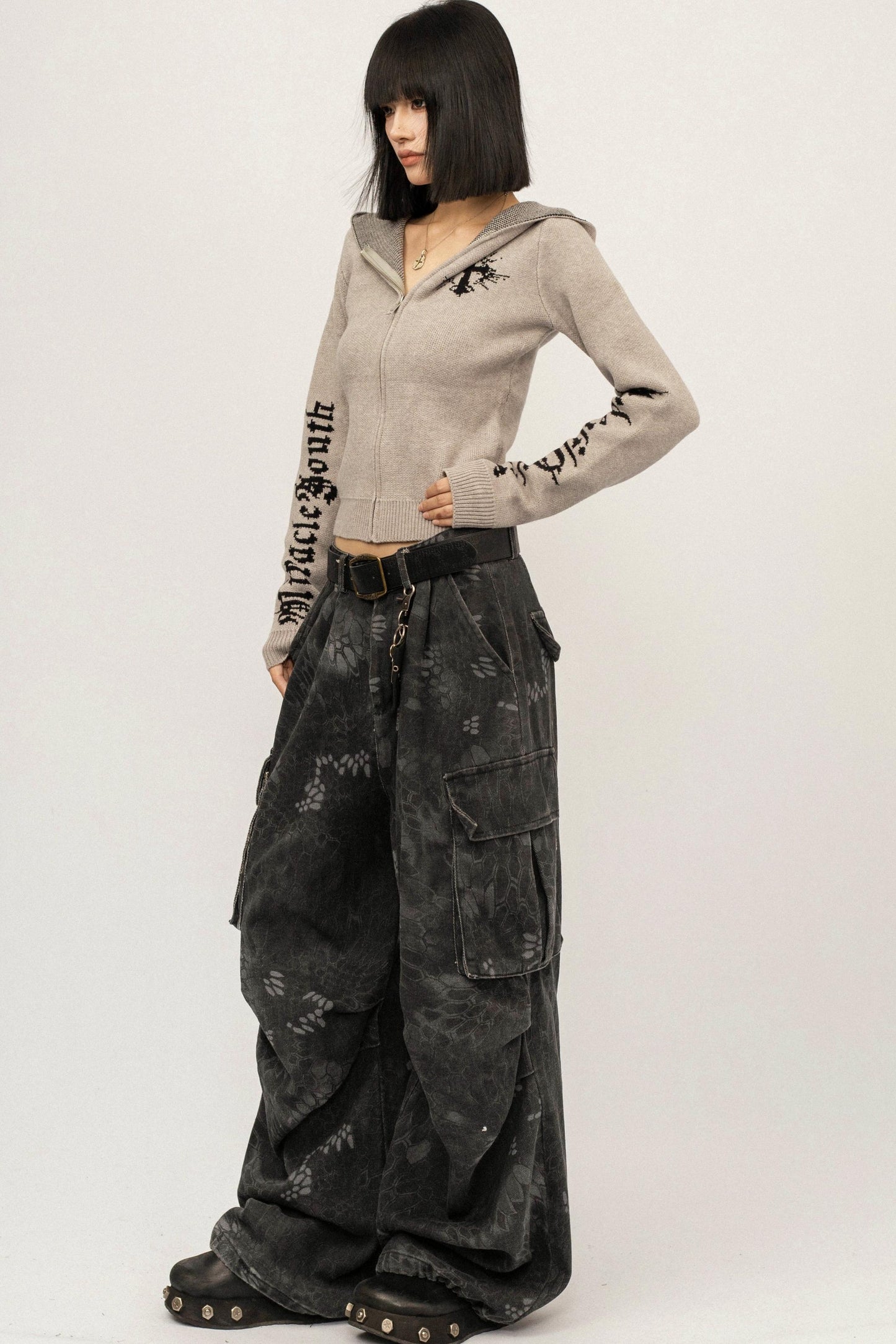 Retro Knit Hooded Cardigan