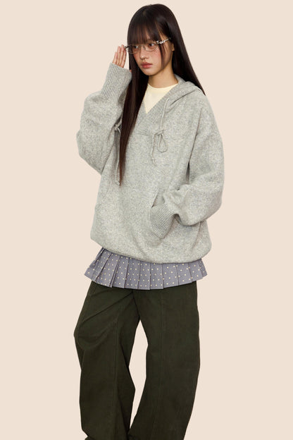 Lazy Vintage V-Neck Knit Sweater