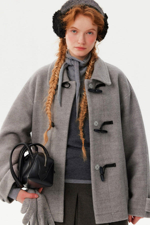 Gray Lapel Woolen Coat