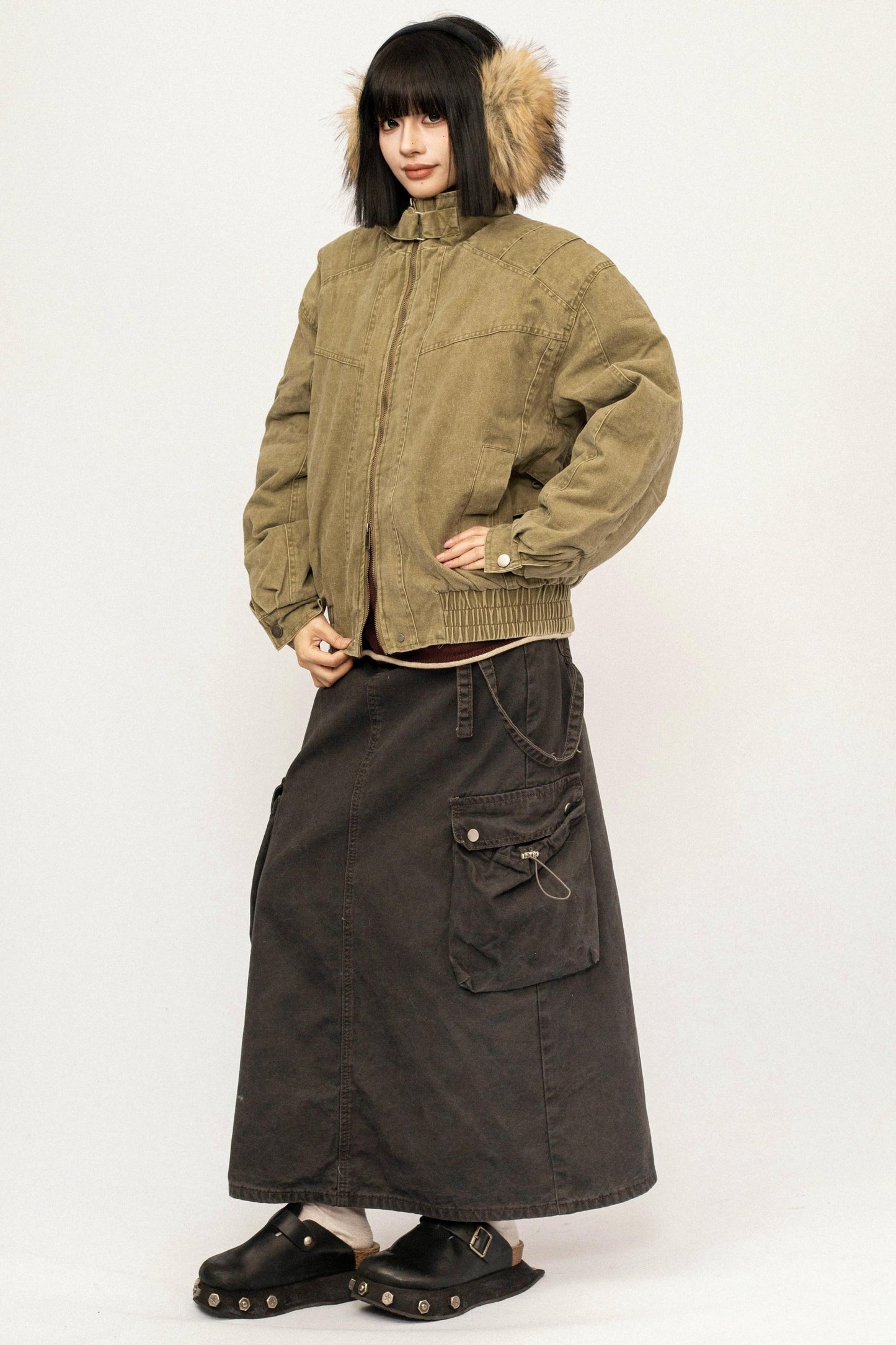 Retro Fur Collar Cotton Jacket