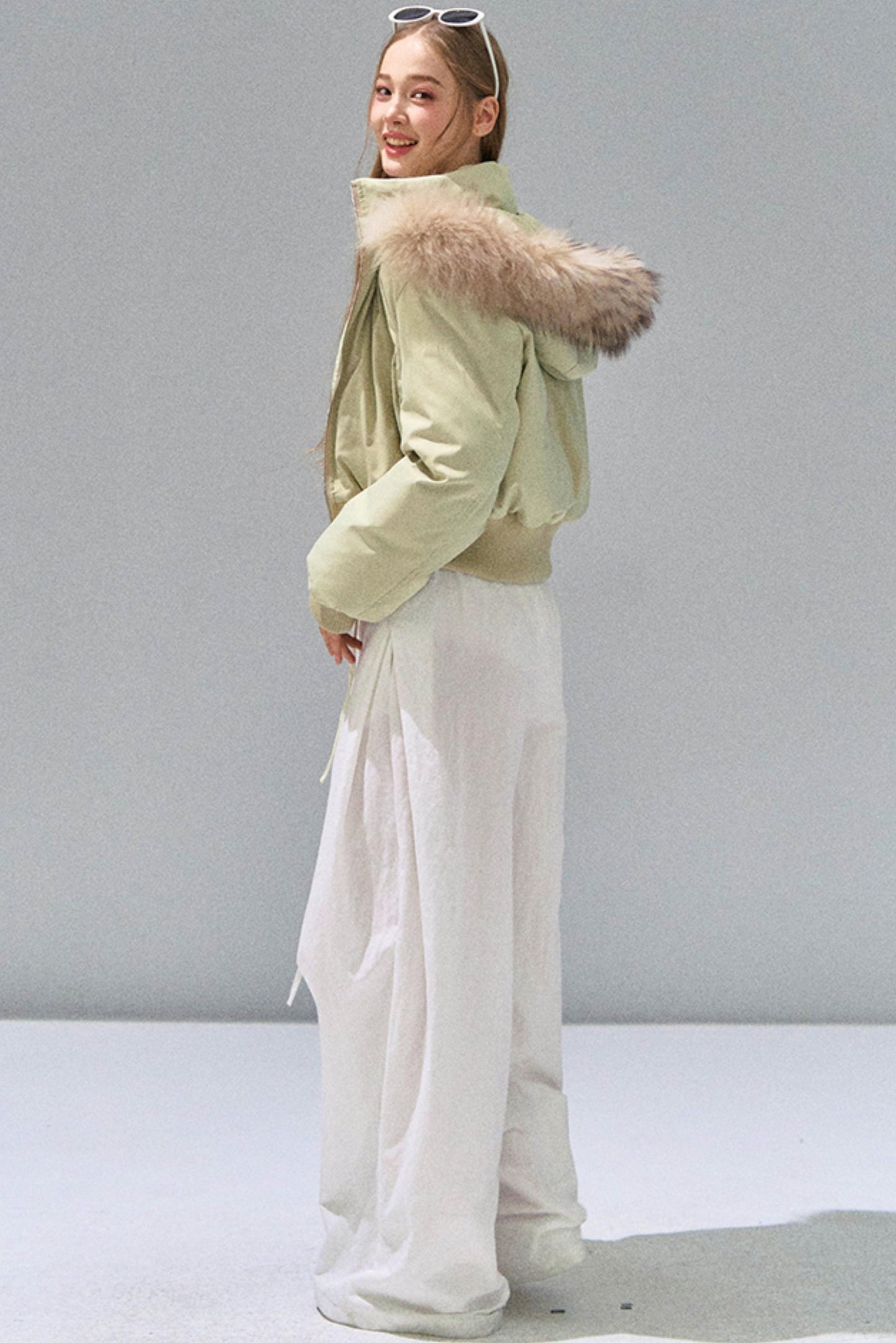 Big Fur Collar Waist Down Jacket