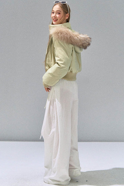 Big Fur Collar Waist Down Jacket