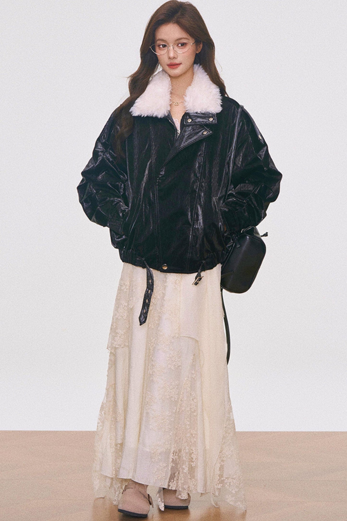 Fur Collar Cotton Coat Set-Up