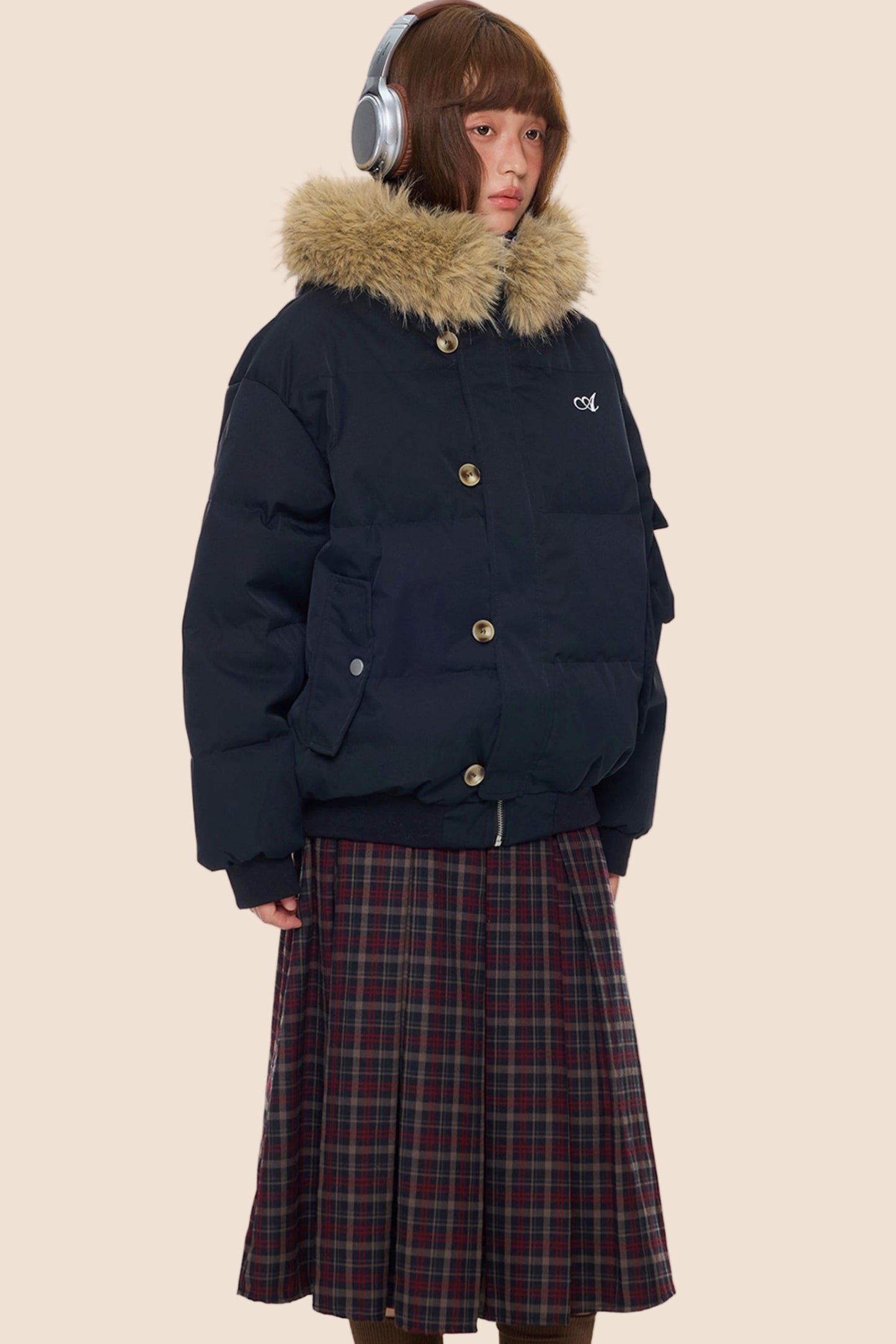 Large Fur Collar Hooded Jacket