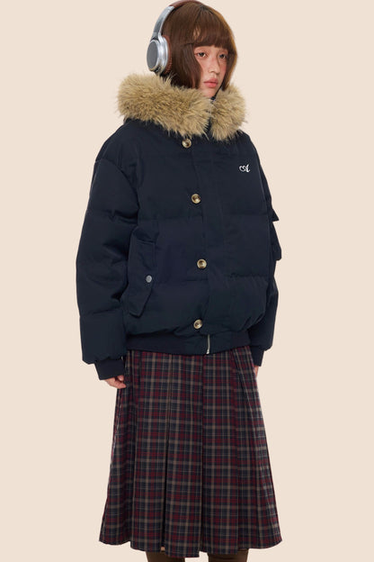 Large Fur Collar Hooded Jacket