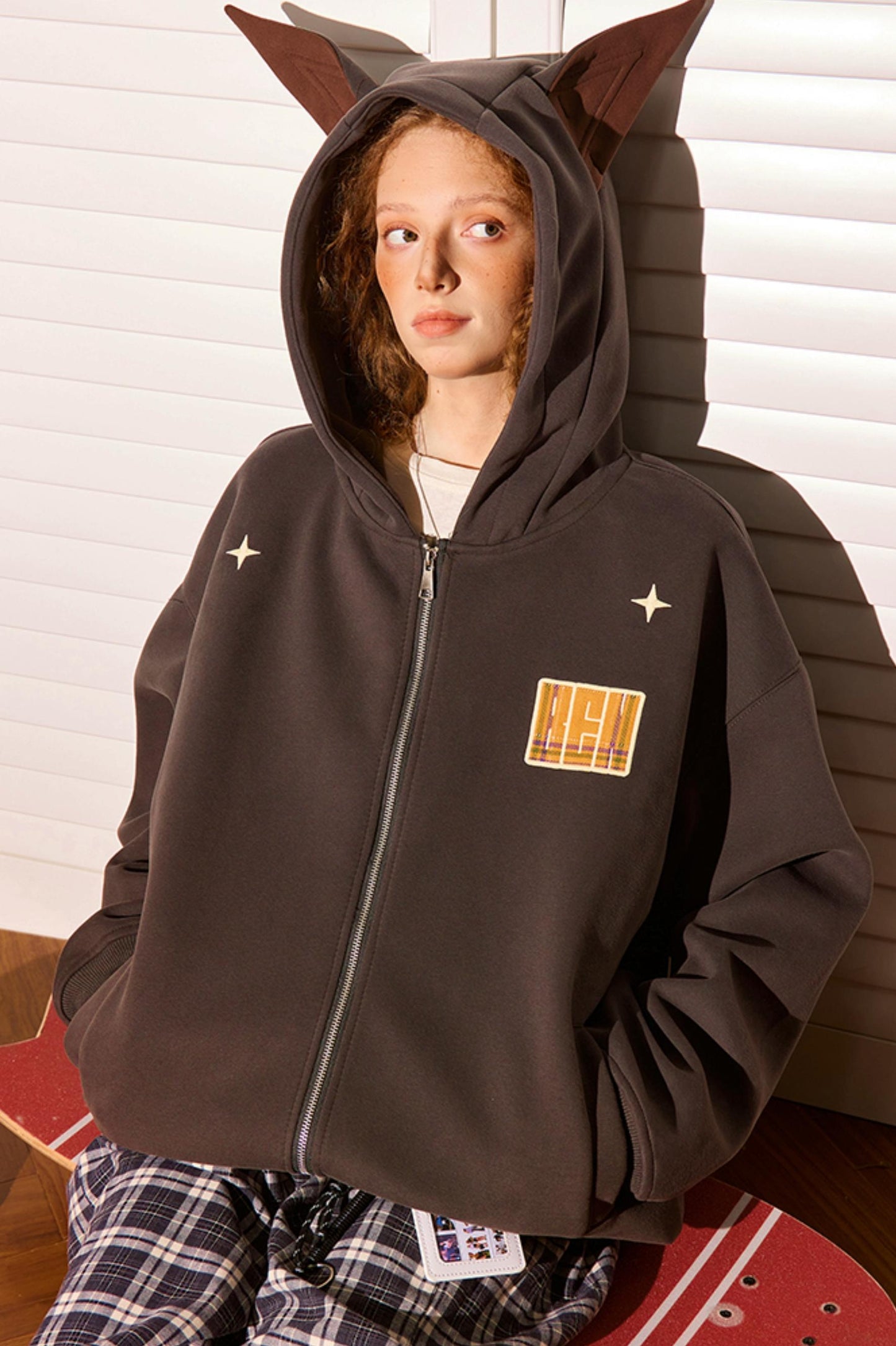 Vintage Peplum Zipper Hoodie Jacket