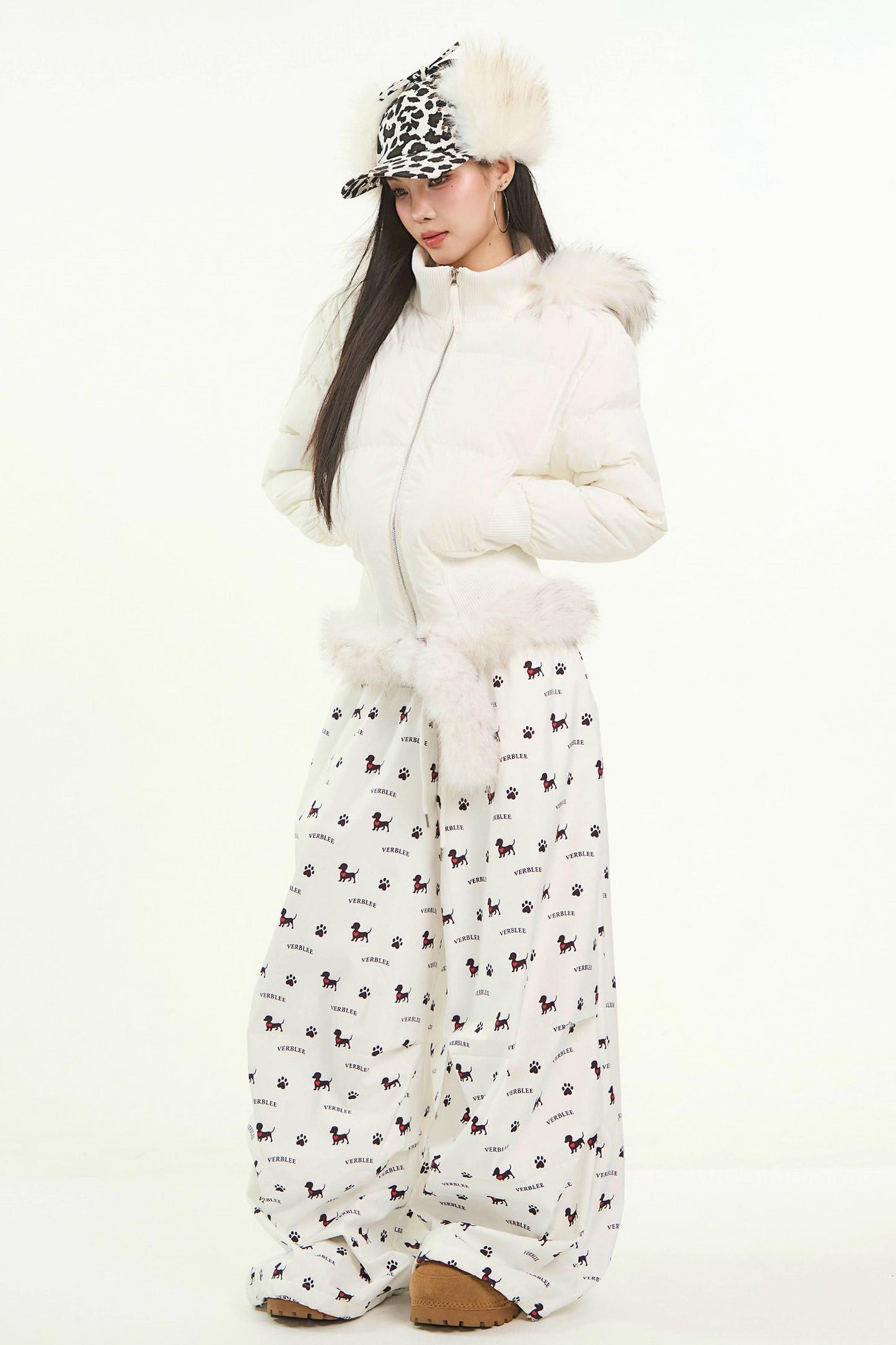 White Fur Collar Cotton Jacket