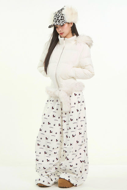 White Fur Collar Cotton Jacket