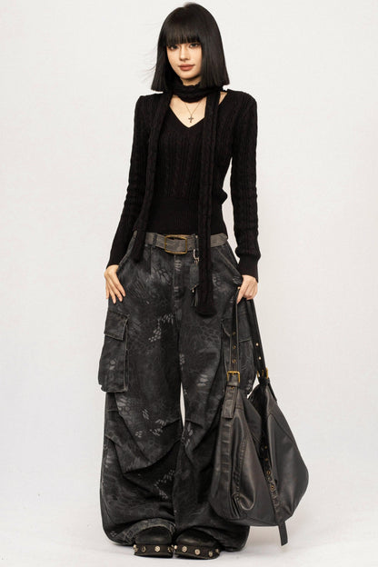 Black Ribbon Knit Top