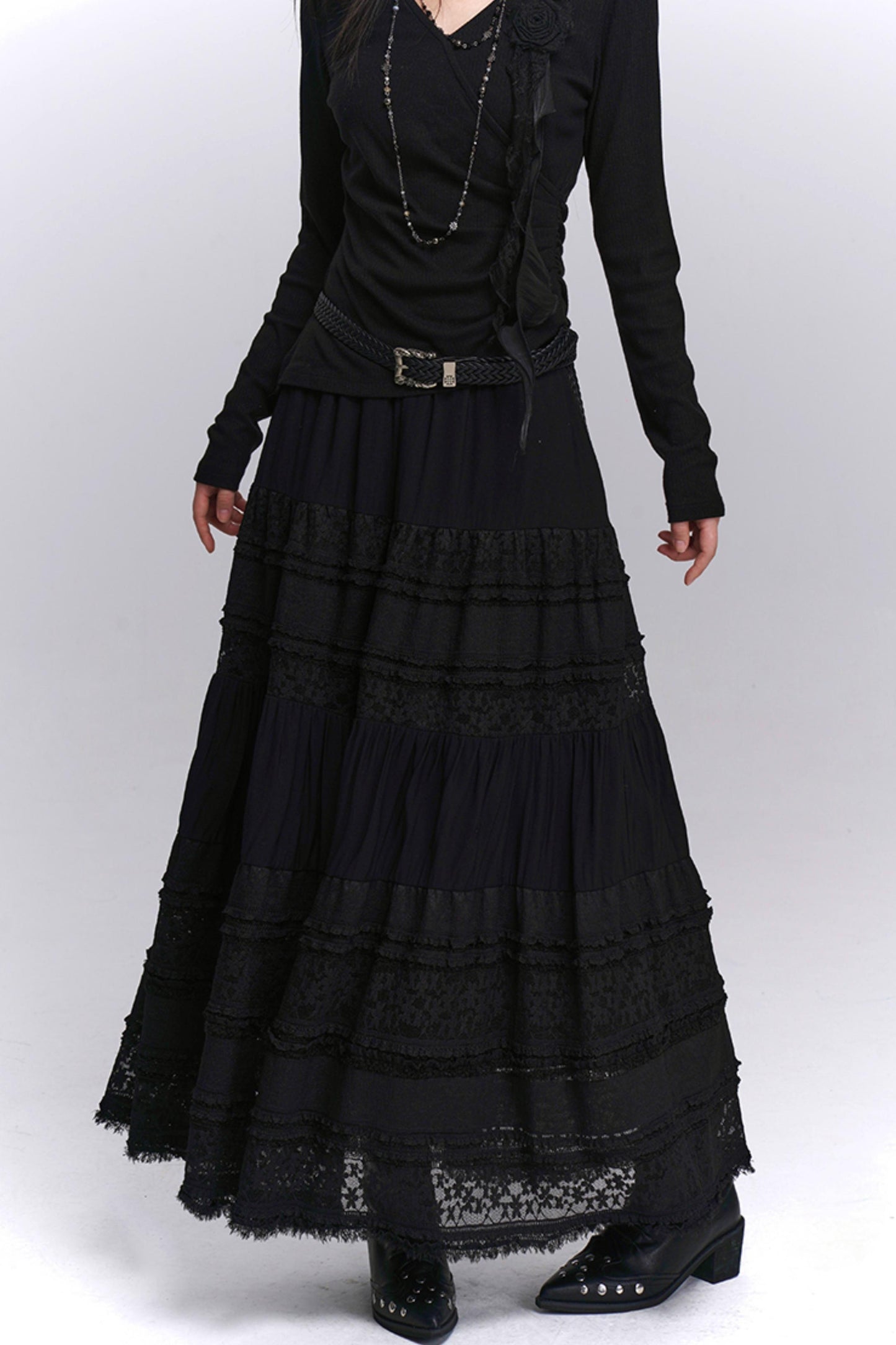 Gothic Style Lace Long Skirt