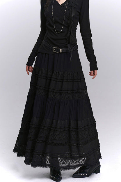 Gothic Style Lace Long Skirt