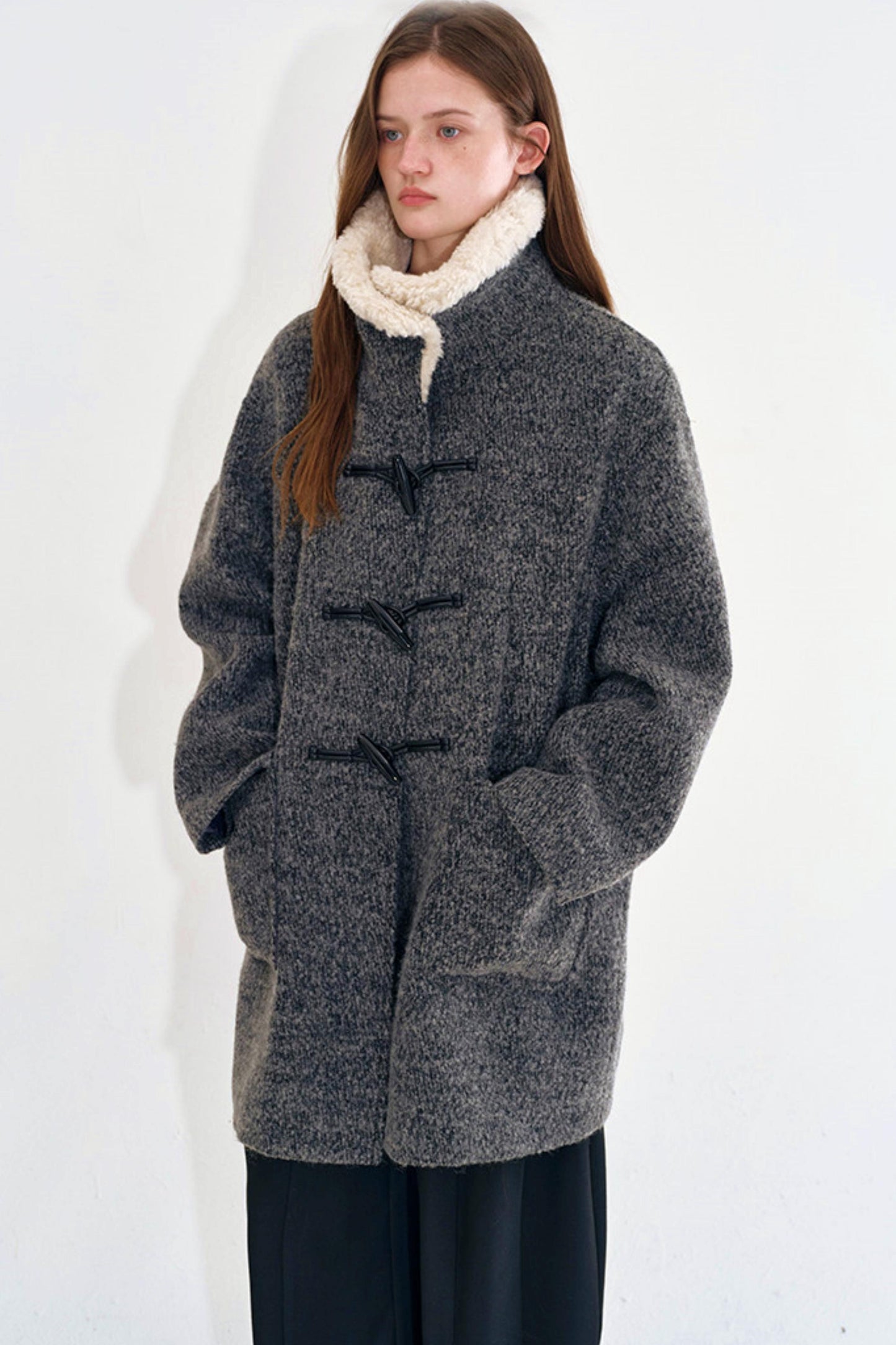 Snowflake Wool Fur Collar Coat