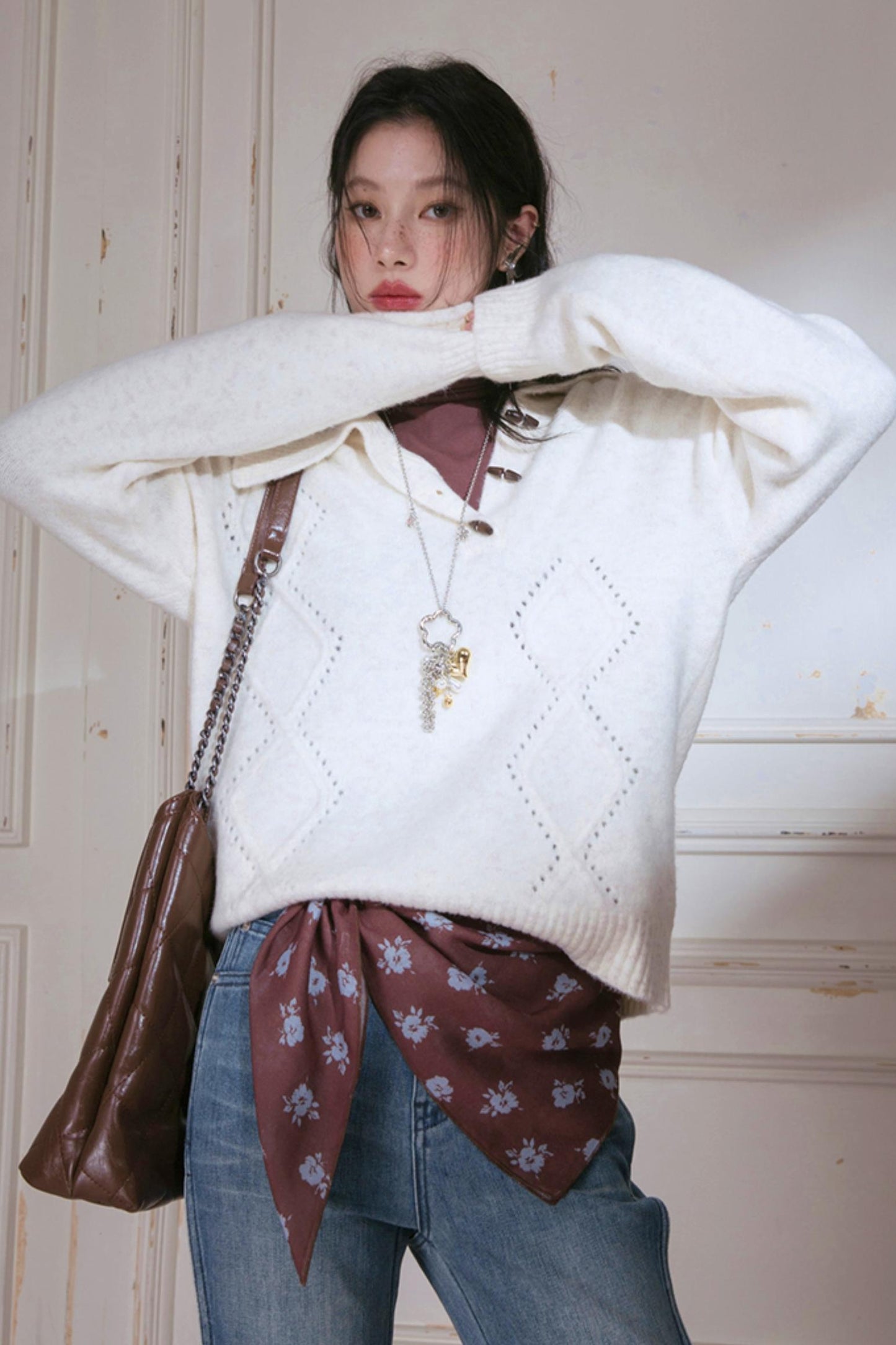 Cream Asymmetrical Sweater