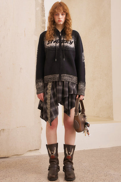 Gradient Jacquard Black Knit Jacket